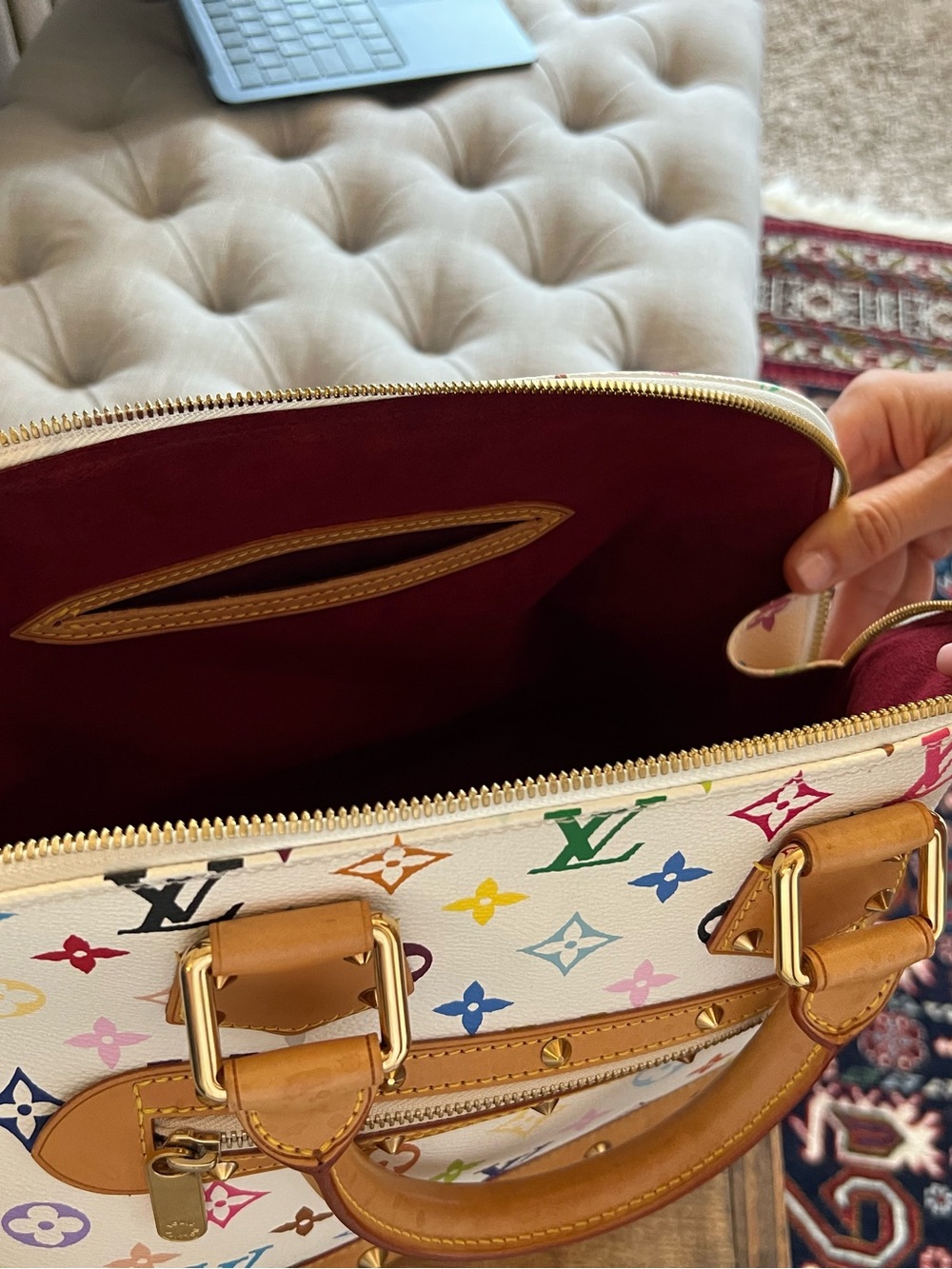 Louis Vuitton Takashi Murakami Monogram Multicolore Alma PM in White - Picture 4 of 8
